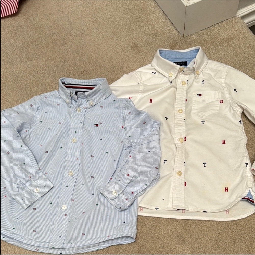 Tommy Hilfiger Blue and White Button Down Shirts